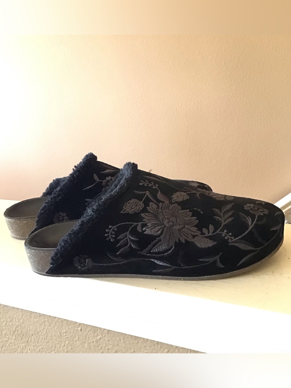 Johnny Was Black Suede Embroidered Clogs (8) - Picture 2 of 8